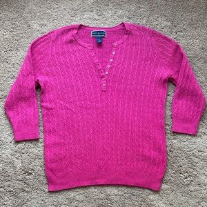 Karen Scott Cable Knit Button Up Sweater